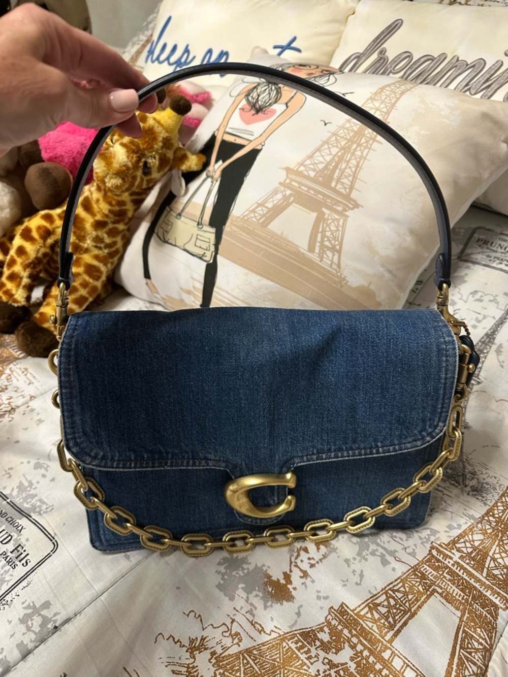 Coach Chain Tabby Shoulder Bag 30 in Denim - Picture 2 of 14